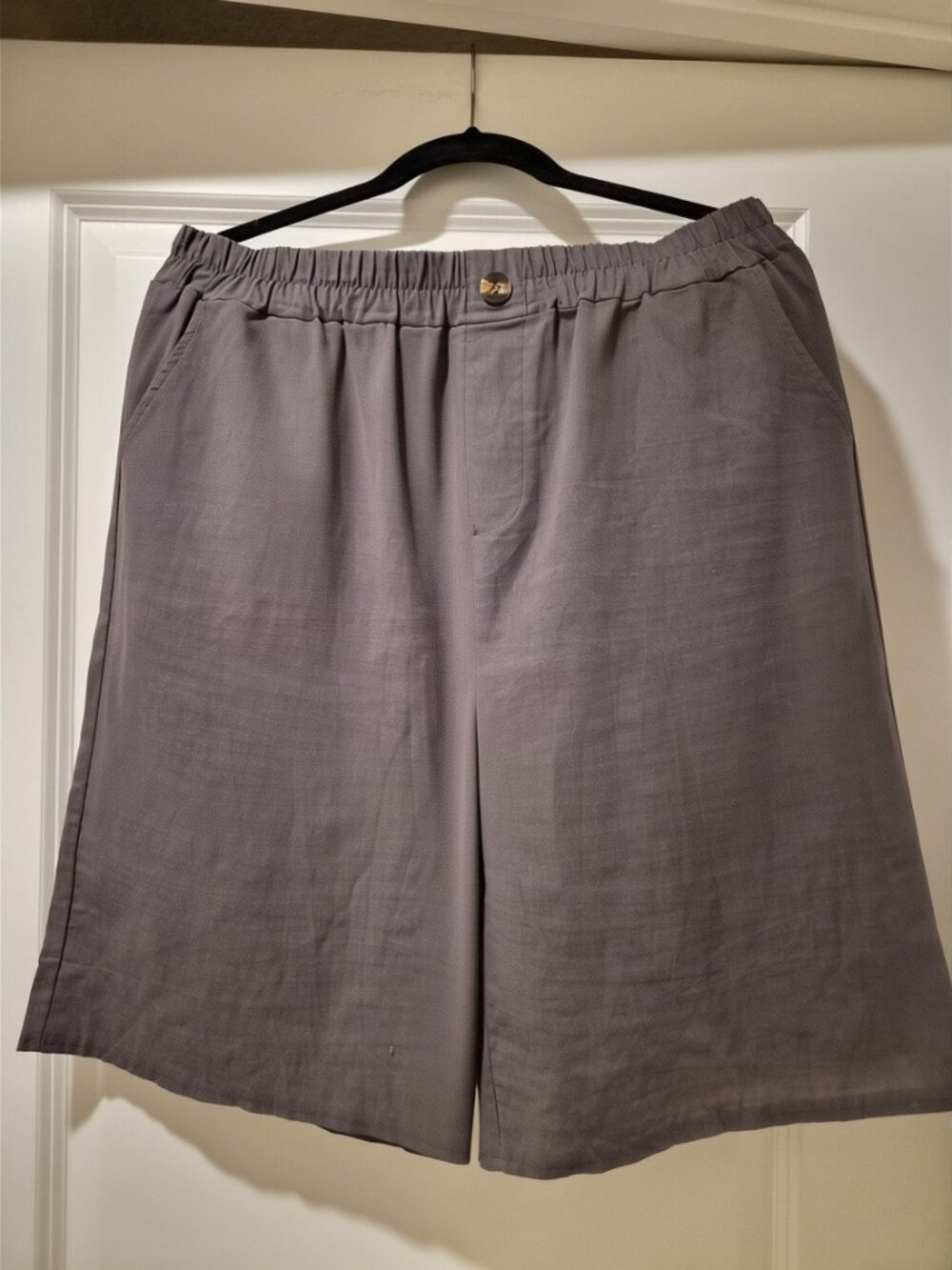 Gray Pull-On Bermuda Shorts Elastic Waist Casual Summer Shorts
